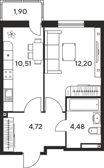 33,5 м², 1-комнатная квартира 4 500 000 ₽ - изображение 1