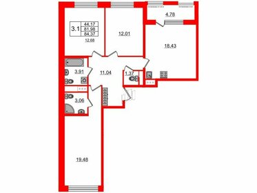 78,6 м², 3-комнатная квартира 13 000 000 ₽ - изображение 117