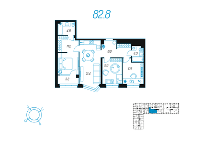 101,9 м², 3-комнатная квартира 11 413 920 ₽ - изображение 27