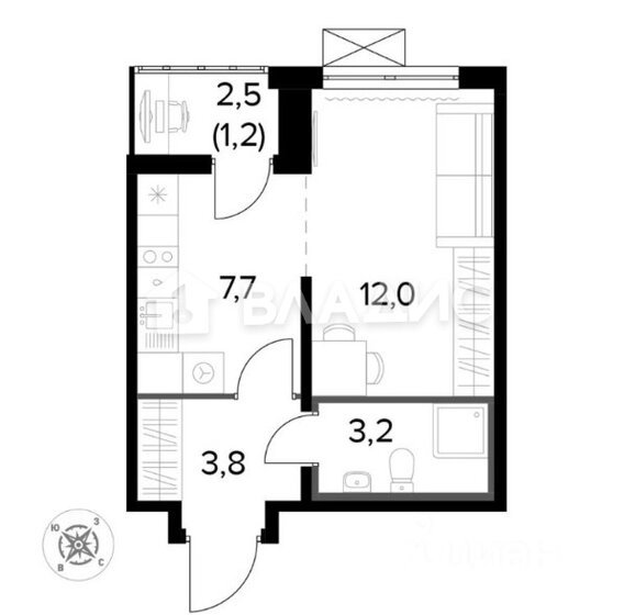 27,9 м², 1-комнатная квартира 10 000 000 ₽ - изображение 1