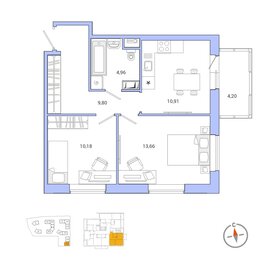 55,8 м², 2-комнатная квартира 7 100 000 ₽ - изображение 59