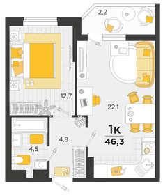 43,7 м², 1-комнатная квартира 7 000 000 ₽ - изображение 85