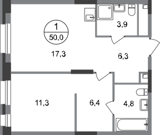 Квартира 50 м², 1-комнатная - изображение 1