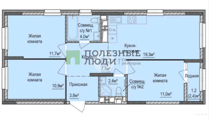 73,2 м², 3-комнатная квартира 5 800 000 ₽ - изображение 1