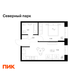 Квартира 37,1 м², 1-комнатная - изображение 1