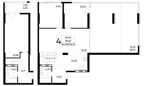 Квартира 152,2 м², 4-комнатная - изображение 1