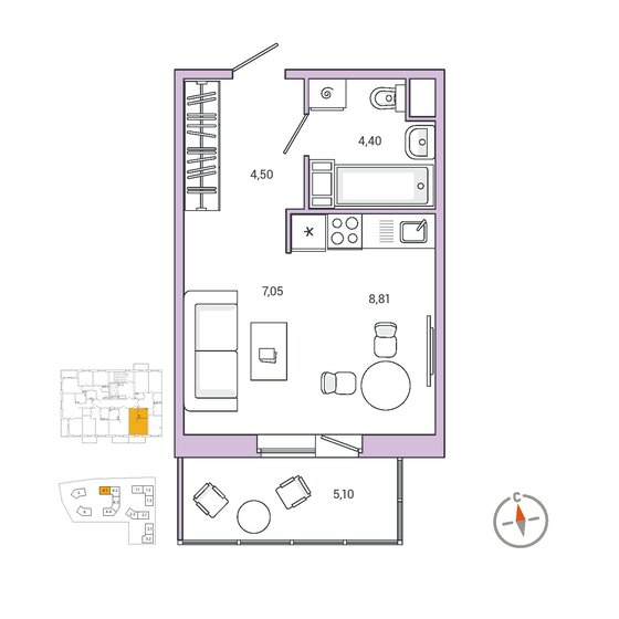 29,9 м², квартира-студия 5 208 049 ₽ - изображение 25