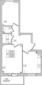 Квартира 54,9 м², 2-комнатная - изображение 1