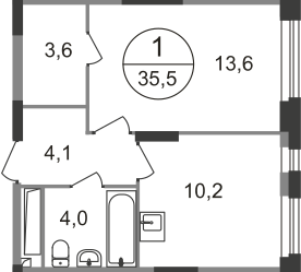 35,5 м², 1-комнатная квартира 10 451 650 ₽ - изображение 51