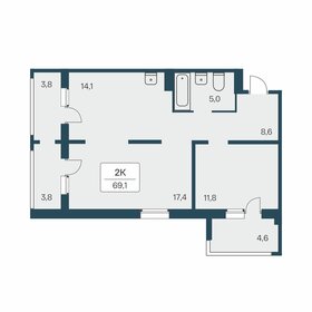 Квартира 69,1 м², 2-комнатная - изображение 1