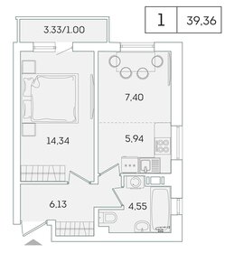 Квартира 39,4 м², 1-комнатная - изображение 1