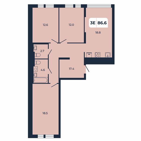 86,6 м², 3-комнатная квартира 8 660 000 ₽ - изображение 1