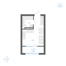 Квартира 22,7 м², студия - изображение 2