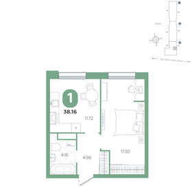 Квартира 38,2 м², 1-комнатная - изображение 1