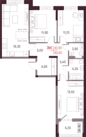 Квартира 80,8 м², 3-комнатная - изображение 1