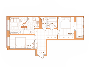 55,7 м², 2-комнатная квартира 6 790 520 ₽ - изображение 17