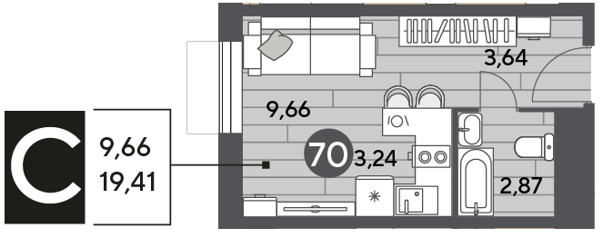 Квартира 19,4 м², студия - изображение 1