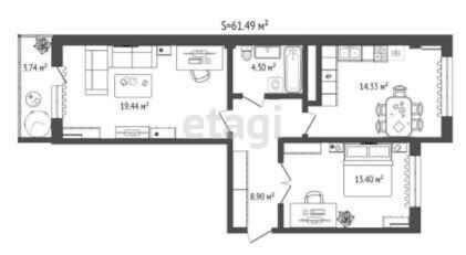 59,7 м², 2-комнатная квартира 2 687 002 ₽ - изображение 25