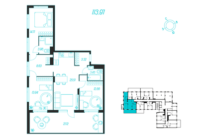 98 м², 3-комнатная квартира 13 400 000 ₽ - изображение 34
