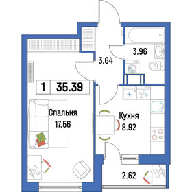 36 м², 1-комнатная квартира 5 200 000 ₽ - изображение 59