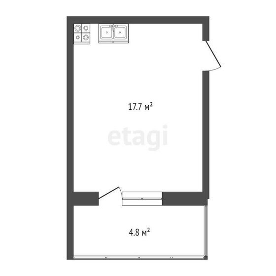 24,9 м², квартира-студия 2 600 000 ₽ - изображение 1