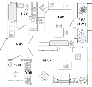 44,5 м², 2-комнатная квартира 5 375 000 ₽ - изображение 95