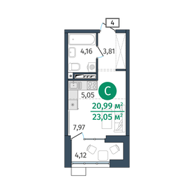 28 м², 1-комнатная квартира 3 400 000 ₽ - изображение 106