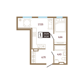 Квартира 34,8 м², 1-комнатная - изображение 1