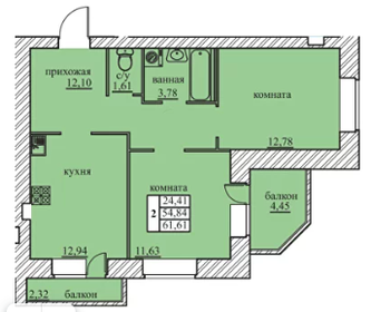 63 м², 2-комнатная квартира 4 800 000 ₽ - изображение 19