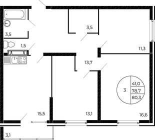 78,7 м², 3-комнатная квартира 6 600 000 ₽ - изображение 95