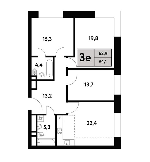 94,1 м², 4-комнатная квартира 32 286 136 ₽ - изображение 1