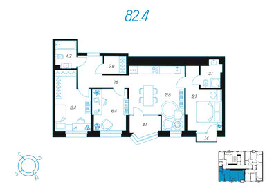 Квартира 82,4 м², 3-комнатная - изображение 1