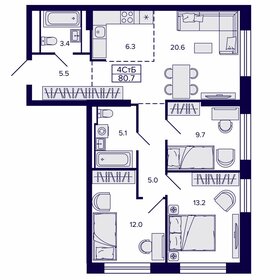 Квартира 80,7 м², 4-комнатная - изображение 1