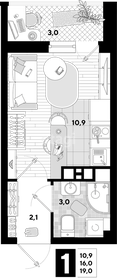 Квартира 19 м², студия - изображение 1