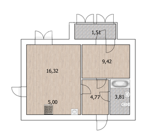 38,2 м², 1-комнатная квартира 4 587 600 ₽ - изображение 1