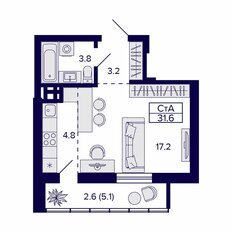 Квартира 31,6 м², студия - изображение 2