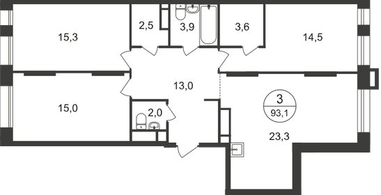 93,1 м², 3-комнатная квартира 22 525 572 ₽ - изображение 28
