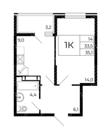 Квартира 35,1 м², 1-комнатная - изображение 1