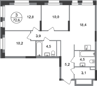 72,6 м², 3-комнатная квартира 16 293 710 ₽ - изображение 47