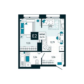 Квартира 34,7 м², 1-комнатная - изображение 1