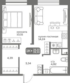 39,7 м², 1-комнатная квартира 5 000 000 ₽ - изображение 70