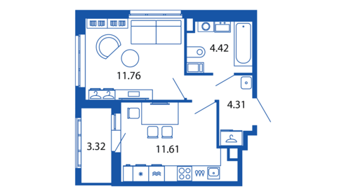 30,9 м², 1-комнатная квартира 8 200 000 ₽ - изображение 65