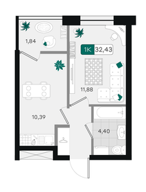 Квартира 32,4 м², 1-комнатная - изображение 1