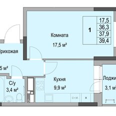 Квартира 37,9 м², 1-комнатная - изображение 2