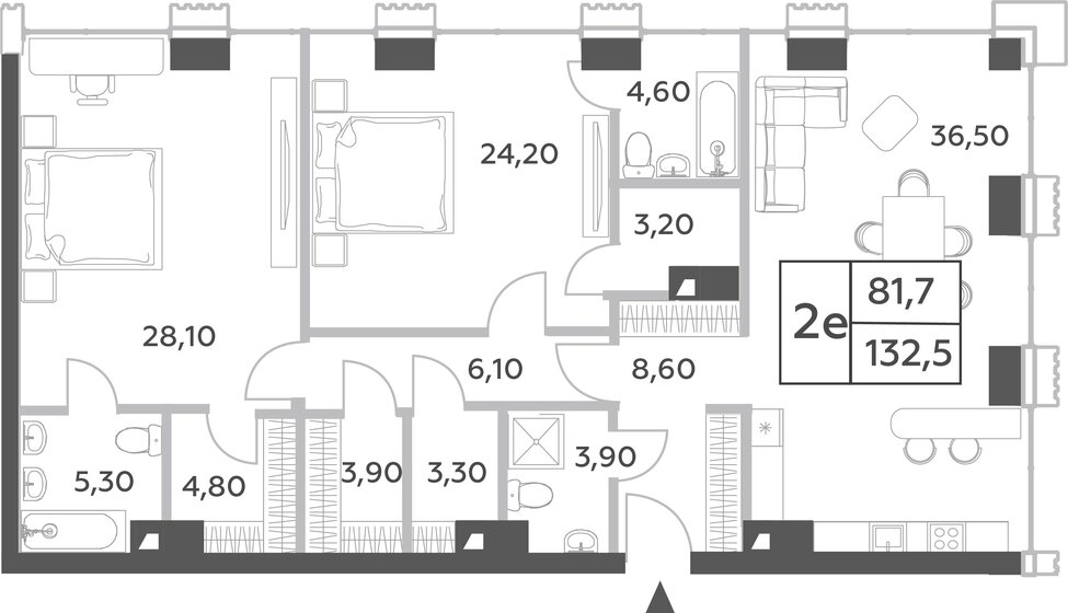 132,5 м², 3-комнатная квартира 61 089 408 ₽ - изображение 1