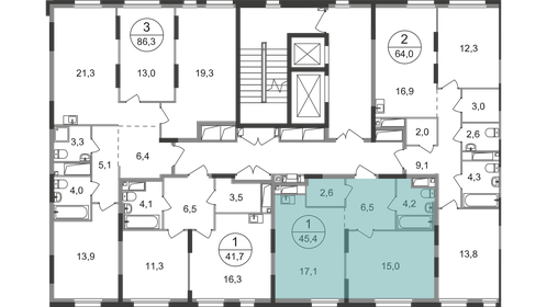 46,1 м², 1-комнатная квартира 12 101 285 ₽ - изображение 31