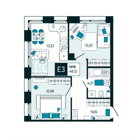 48 м², 2-комнатная квартира 4 200 000 ₽ - изображение 18