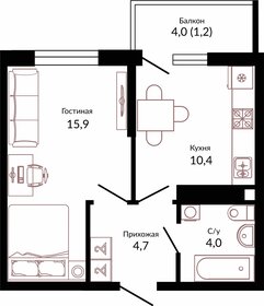 36,5 м², 1-комнатная квартира 6 387 500 ₽ - изображение 3