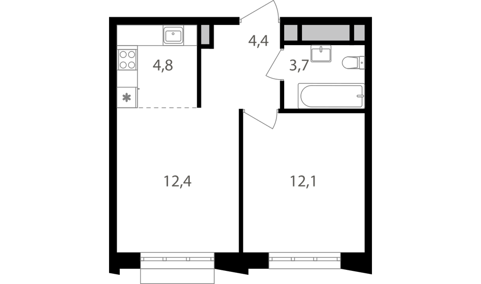 37,4 м², 2-комнатная квартира 14 125 980 ₽ - изображение 1