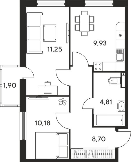 45,4 м², 2-комнатная квартира 6 180 000 ₽ - изображение 1